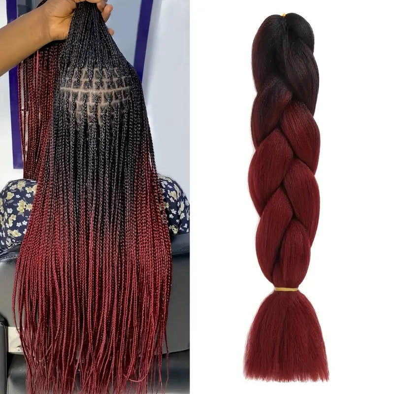 3 Pcs /300g 24'' Two Ombre Jumbo Braiding Hair Synthetic Braid Hair Extensions Black to Red Brown