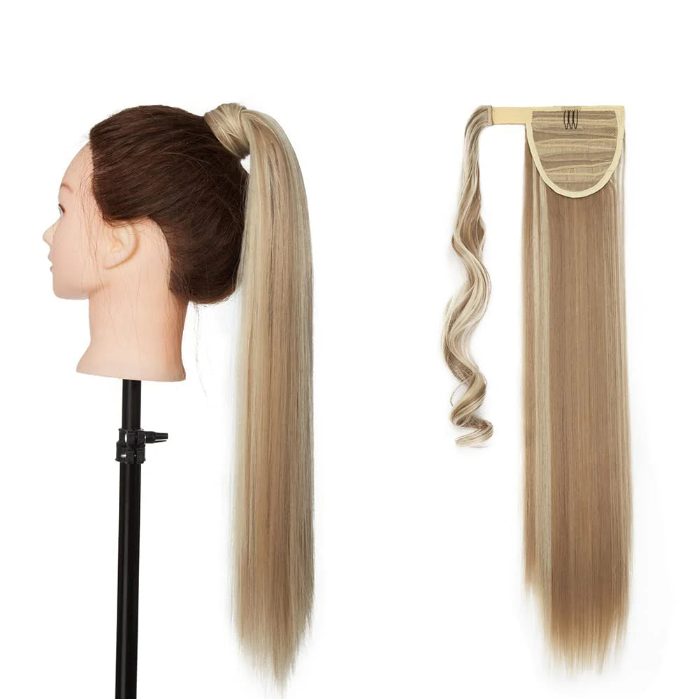 23" Ponytail Extension Wrap Around Long Straight Clip in Ponytail Hair Extensions for Women Hairpiece 23"-Straight