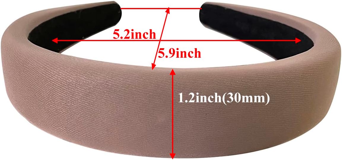 Set of 4 Padded Fashion Headbands For Women, Girls 1.2 inch Wide Leather Like Hairbands Soft Hairband