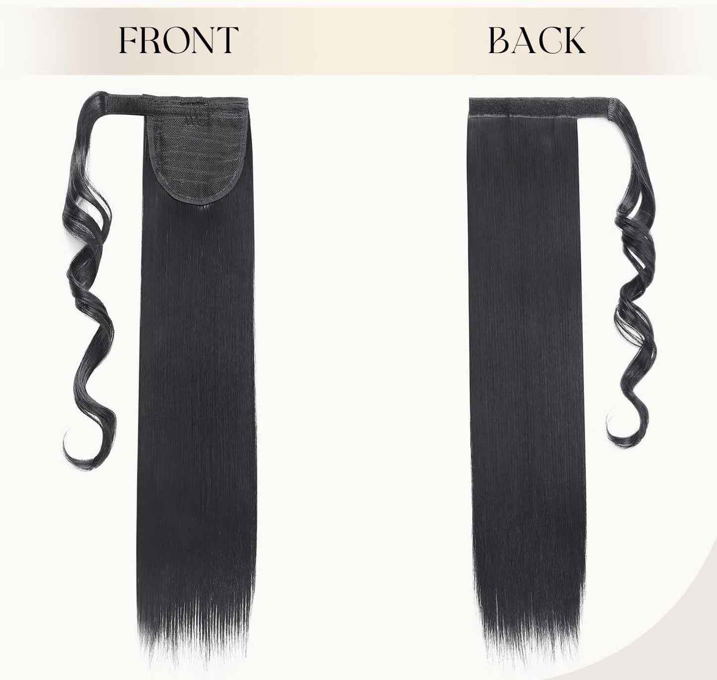 S-noilite® 23" Clip in Hair Extensions Wrap Around Ponytail Long Straight Hairpiece (23 inches, Dark Black)