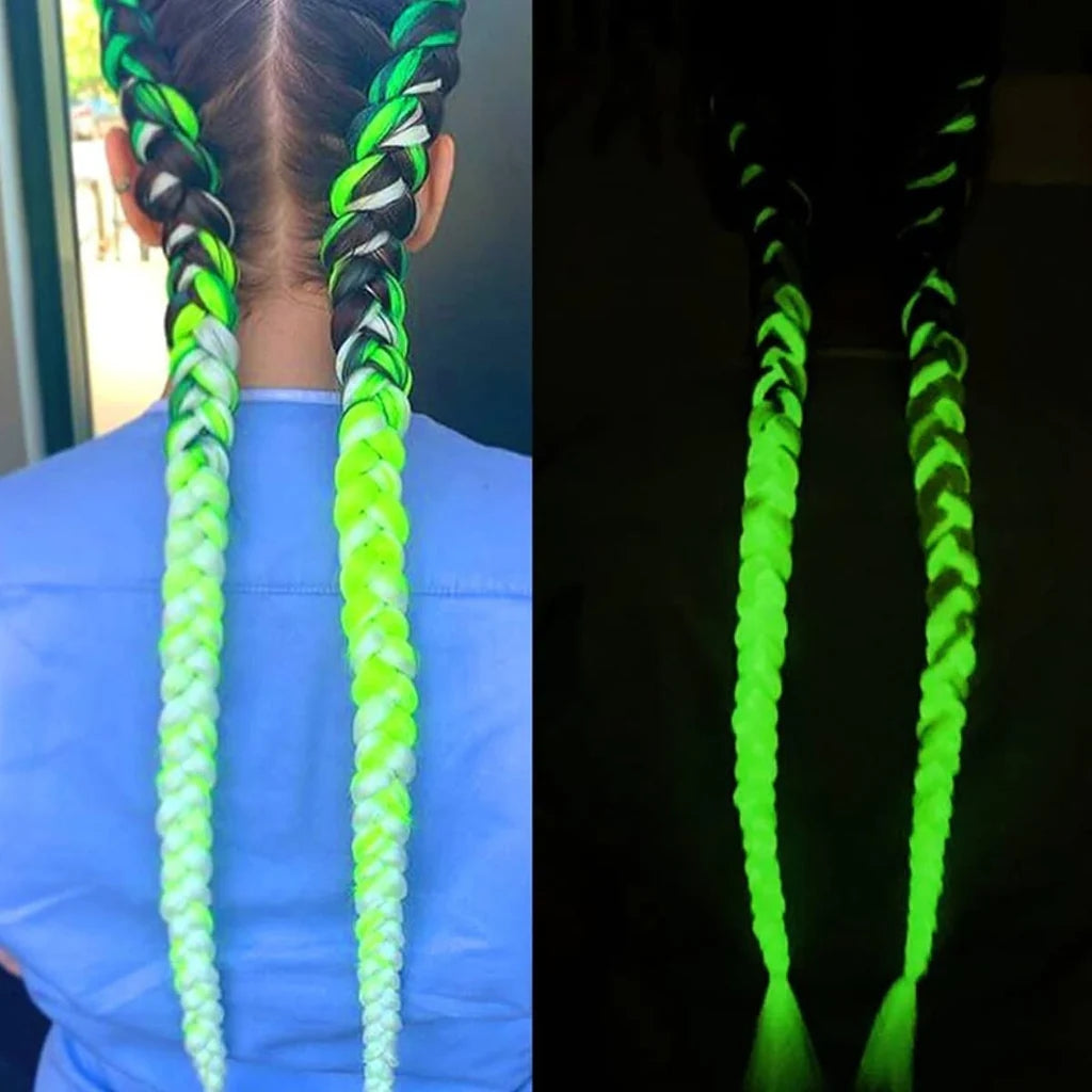 KARLOR Braids Extensions Glow in the Night Fluorescent Braids Synthetic Hair Extensions Jumbo Braids Hair Braiding Hair Kanekalon Braiding Hair for Crochet Twist Braiding Hair (60cm,pink and mixed)