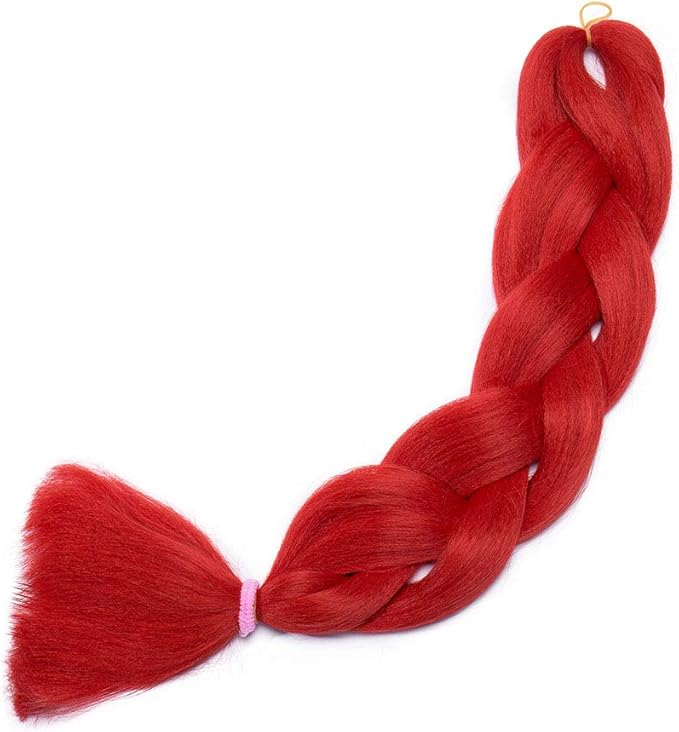 Two Tones Women 24inch Jumbo Braids Hair Afro Crochet Twist Braiding Bulk Hair Style 1 Bundle/100g Fiber Hair Extensions - Red