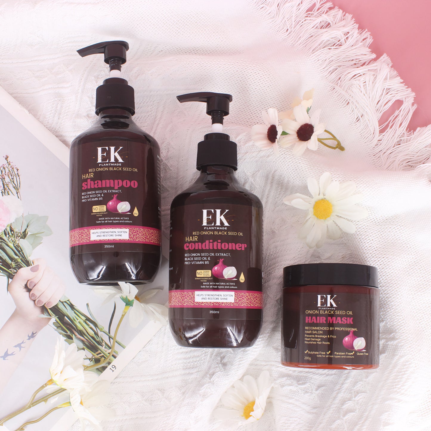 EK Plantmade Red Onion & Black Seed Shampoo - 350ml, Sulphate & Paraben free