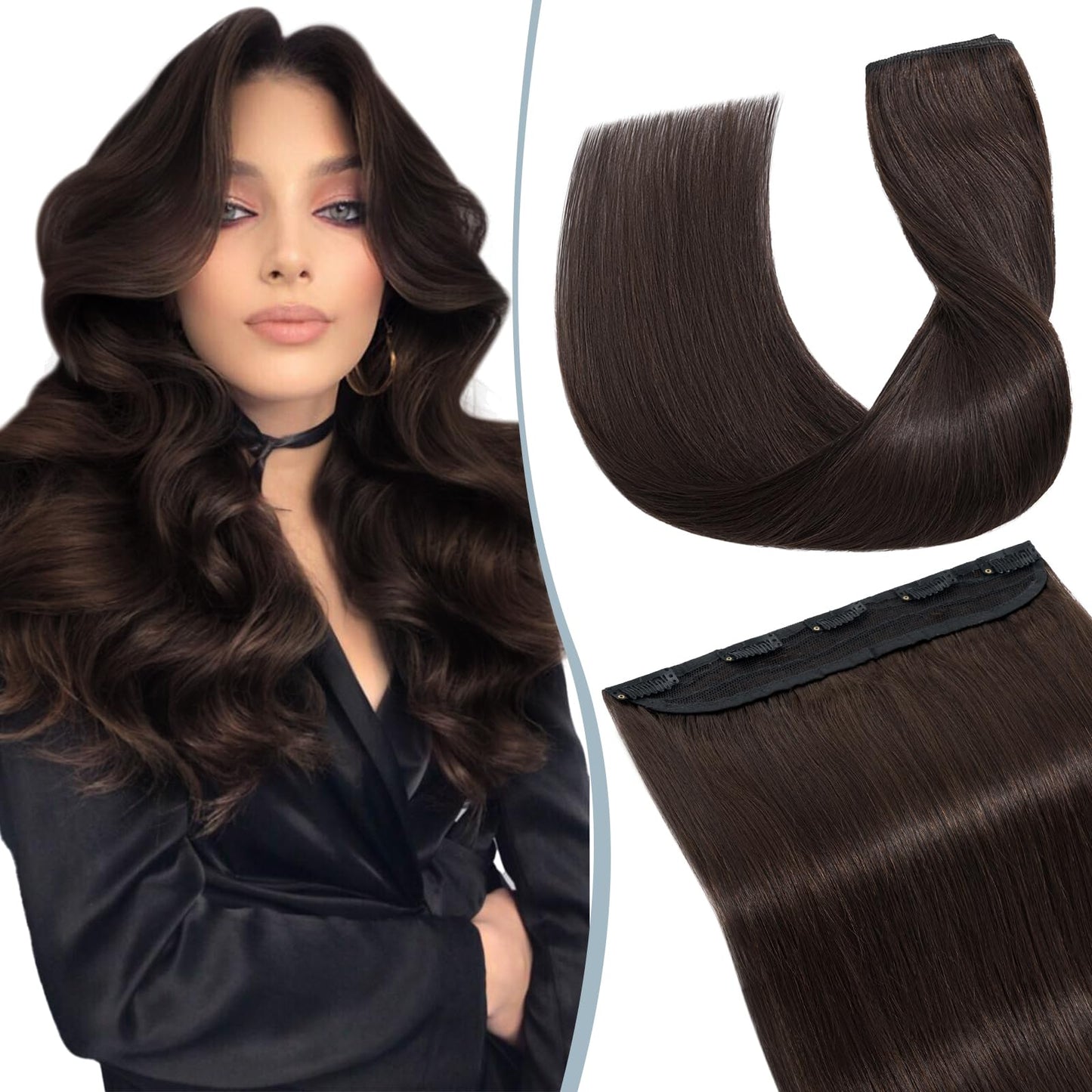 8in Elailite One Piece Hair Extension Real Human Hair Clip in