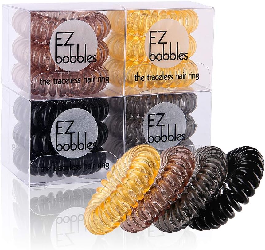 Hair Elastics, Spiral Hair Bands for Women and Girls Multicolor Spiral Series Plastic Hair Elastics,12pcs
