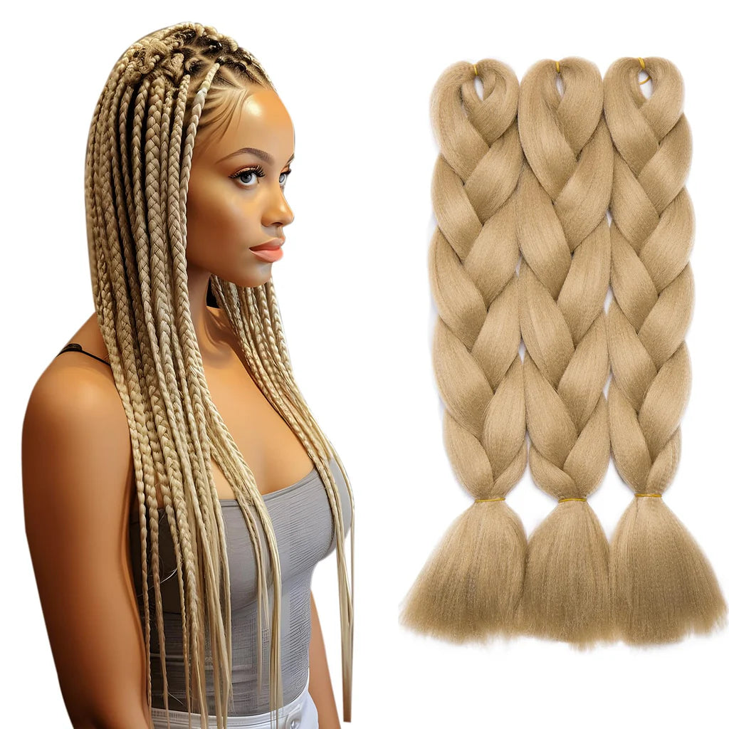3 Pcs /300g 24'' Two Ombre Jumbo Braiding Hair Synthetic Braid Hair Extensions Black to Red Brown
