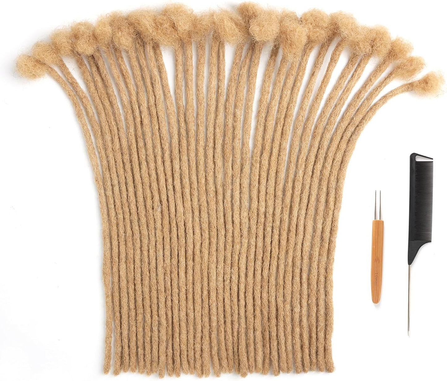 Ainimiu 6 Inch Dreadlock Extensions Human Hair 0.6cm Thin Loc Extensions Real Human Hair for Men/Women/Kids 30 Strands Full Handmade Permanent Dreads Extensions Can Be Curled and Bleached