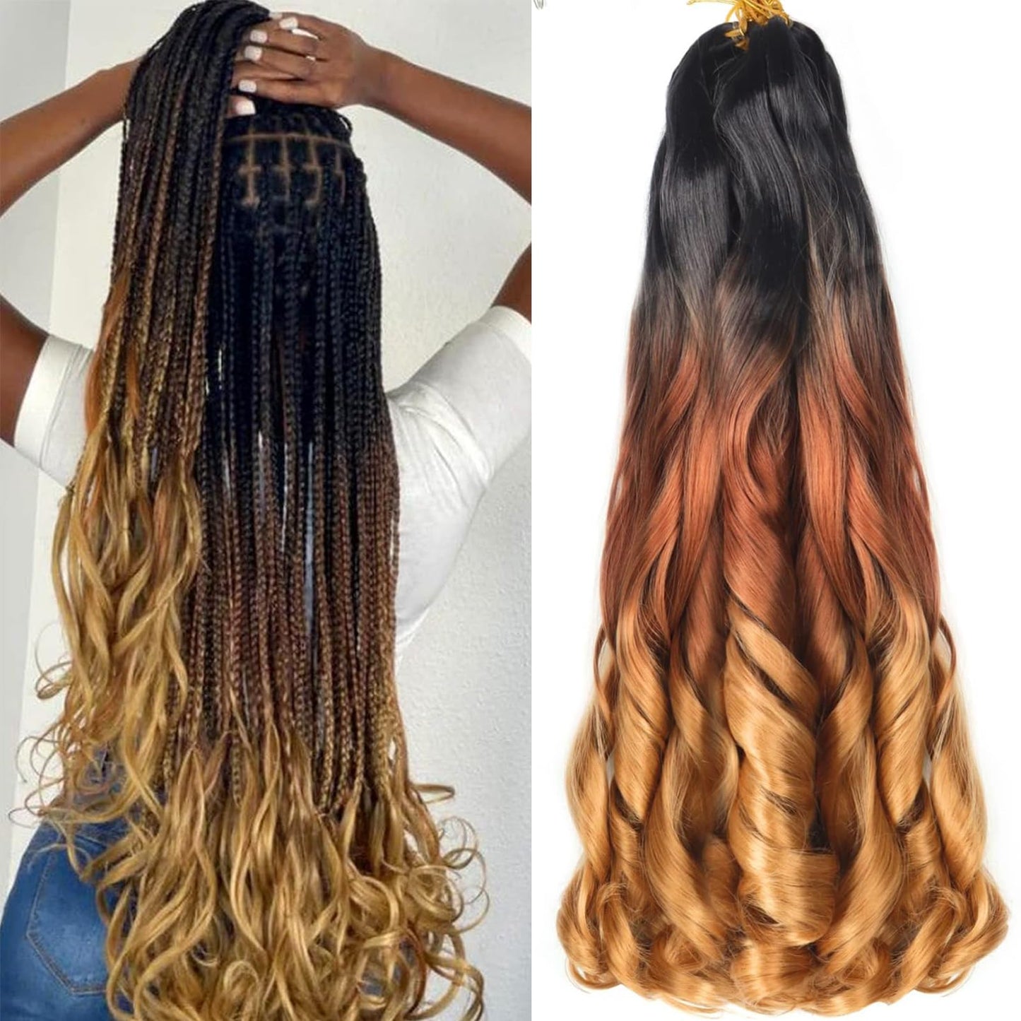 Alaleibaby 26 inch French Curly Braiding Hair 8 Pack Loose Wavy Spiral Curl Braids Crochet Hair Deep Wave Synthetic Extensions Pre Stretched Bouncy Braiding Hair