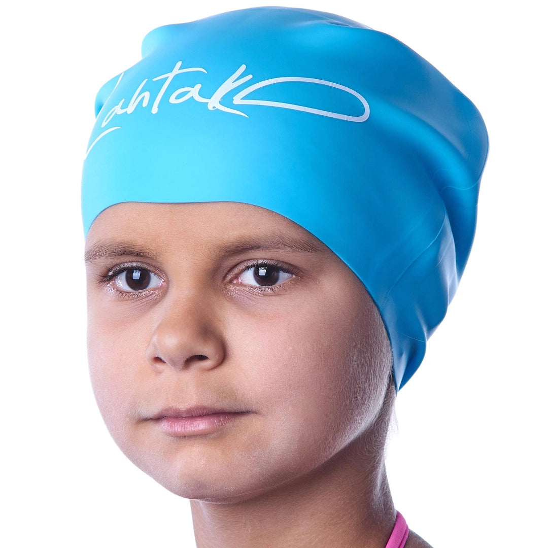 Swim Caps Kids Long Hair - Swimming Cap for Girls Boys Kids Teens with Long Curly Hair Braids Dreadlocks - 100% Silicone Hypoallergenic Waterproof Swim Hat