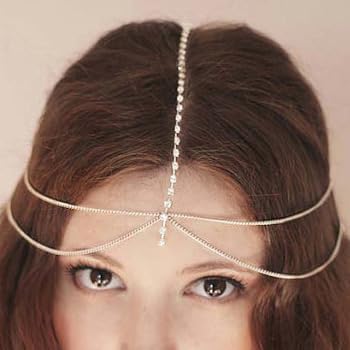 Fashband Bridal Head Chain Gold Rhinestone Headpieces Party Hair Chain Jewellery for Women and Girls