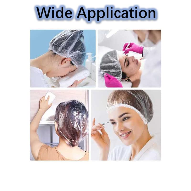 Thickened disposable shower caps,100 pieces plastic shower cap dustproof and waterproof thickened shower cap, hotel, hair salon oil cap, plastic wrap cover, enlarged strip shower cap