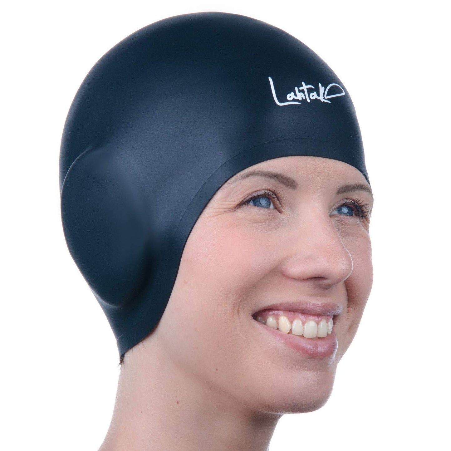 Swim Caps Ear Protection 3D Swimming Cap for Women Men Silicone Swim Cap Waterproof Fits Long Hair & Short Adult Swim Cap Youth Swim Cap Swim Hats Bathing Cap (Black)