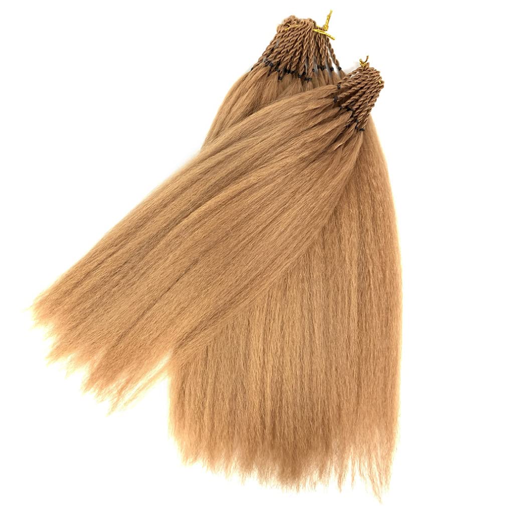 Allyreetress Synthetic Kinky Straight Crochet Braid Hair with Adjustable Pre-looped Yaki straight Crochet Braiding Hair Extension 6 Packs 20 Inches 96 Roots (27#)