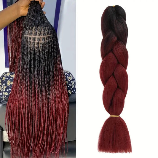 3 Pcs /300g 24'' Two Ombre Jumbo Braiding Hair Synthetic Braid Hair Extensions Black to Red Brown