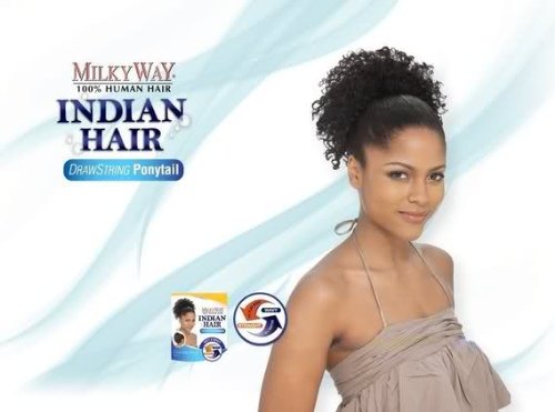 Milky Way 100% Human Hair Ponytail Indian Jerry Pony 8" (Wet & Wavy) colour 4