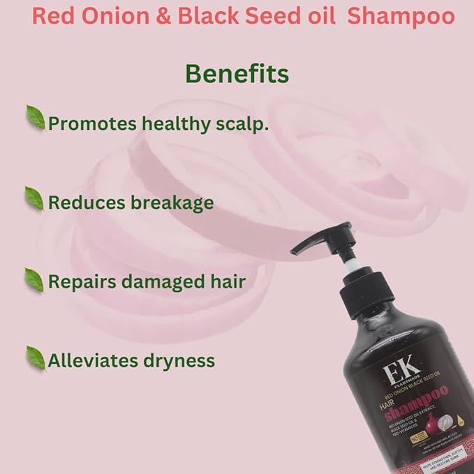 EK Plantmade Red Onion & Black Seed Shampoo -  350ml, Sulphate & Paraben free