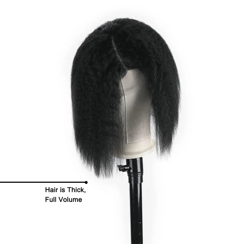 10in Blissource Human Hair Wig Short Kinky Straight Wigs Natural Colour