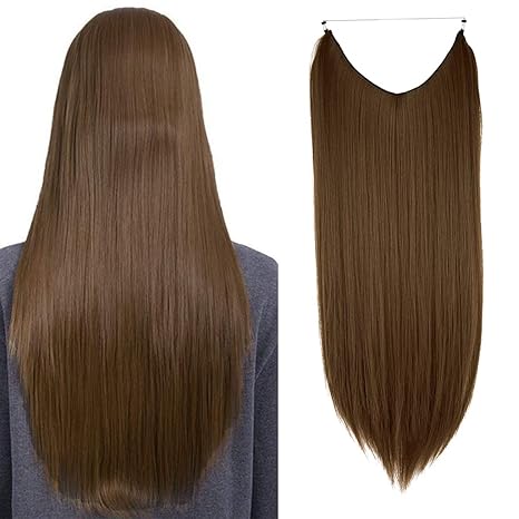 22" Secret Wire Hidden Hair Extension Long Wave Hairpiece Straight No Clip - Various