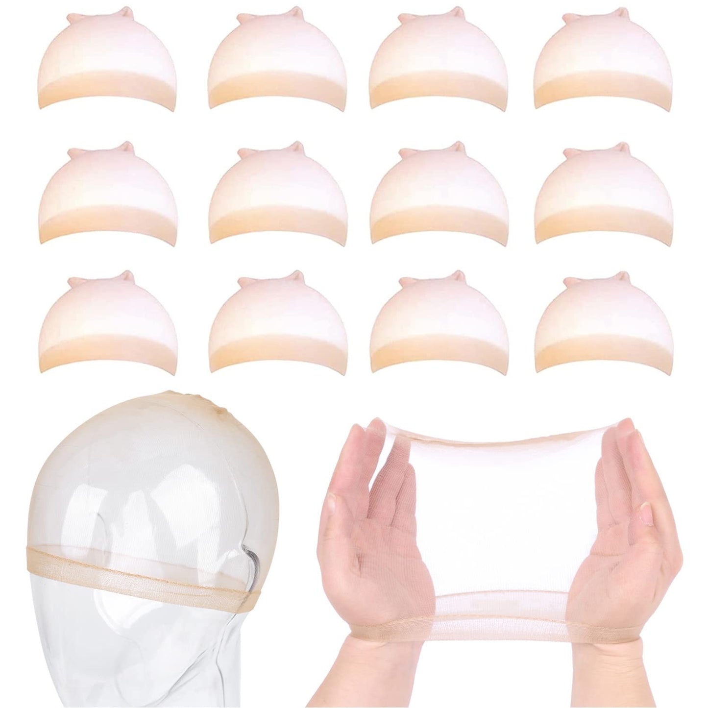 12Pcs HD Wig Cap for Lace Front Wig, Stretchy Wig Caps for Women, Invisible Wig Caps to Hold Wig in Place, Bald Cap for Wig, Thin and Transparent