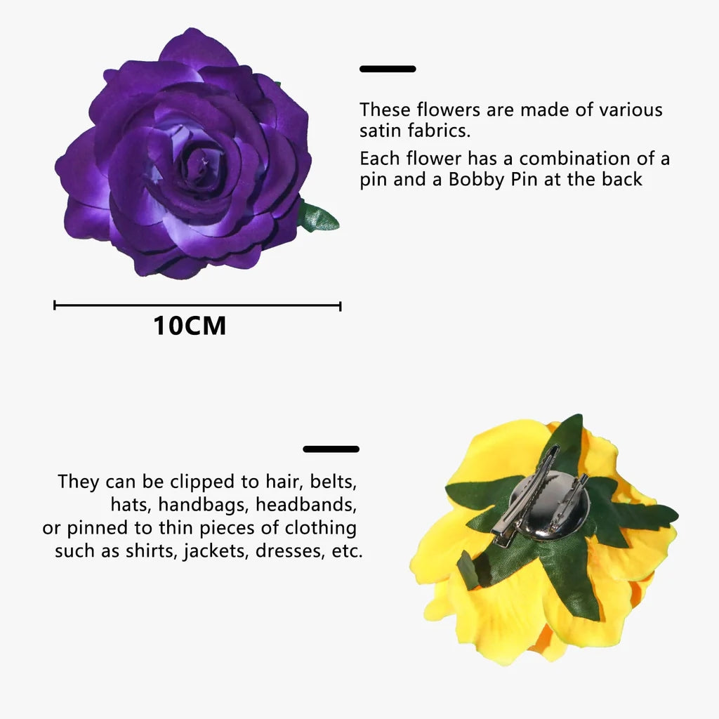 Ever Fairy Colorful Rose Flower Hair Clips for Women Girls Hair Accessories (Set 5)