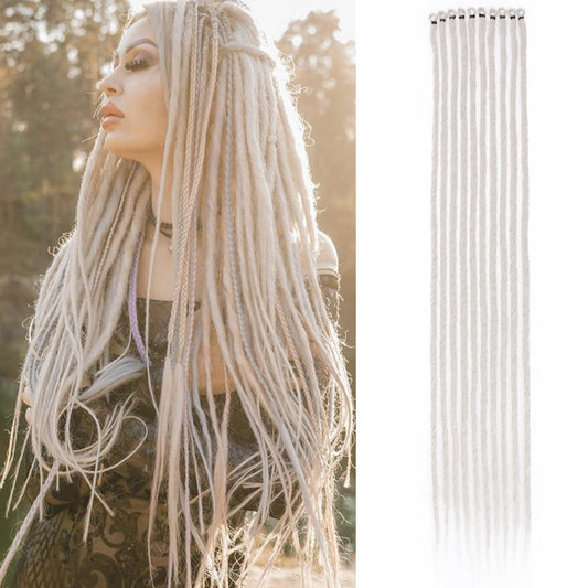 Samtress Dreadlock Extenisons 24 Inch Handmade Synthetic Dreadlocks 10 Strands grey Hair Extensions Loc Extension Crochet Braiding Hair Synthetic for Women (#grey)