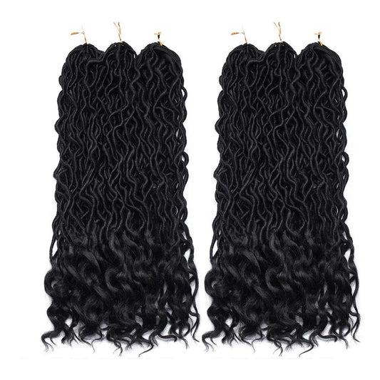 6 Bundles 20” Wave Faux Locs Crochet Hair With Curly Ends Deep Faux Locs Twist Braids Hair Extensions Goddess Locs Crochet Braiding Hair - Various colours