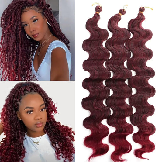 26 Inches Body Wave Crochet Hair Extensions, Natural Loose Wave Braiding Crochet Hair Synthetic Hair Extensions (T1B/BUG)