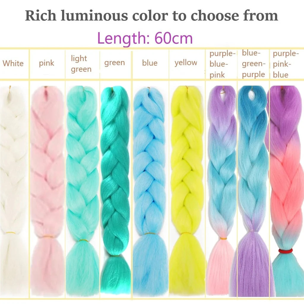KARLOR Braids Extensions Glow in the Night Fluorescent Braids Synthetic Hair Extensions Jumbo Braids Hair Braiding Hair Kanekalon Braiding Hair for Crochet Twist Braiding Hair (60cm,pink and mixed)