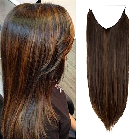 22" Secret Wire Hidden Hair Extension Long Wave Hairpiece Straight No Clip - Various