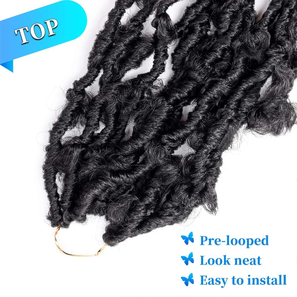 36 Inch Butterfly Locs Crochet Hair 3 Packs Long Faux Locs Crochet Braids Pre looped Distressed Butterfly Soft Locs Crochet Dreadlocks Synthetic Hair Extensions