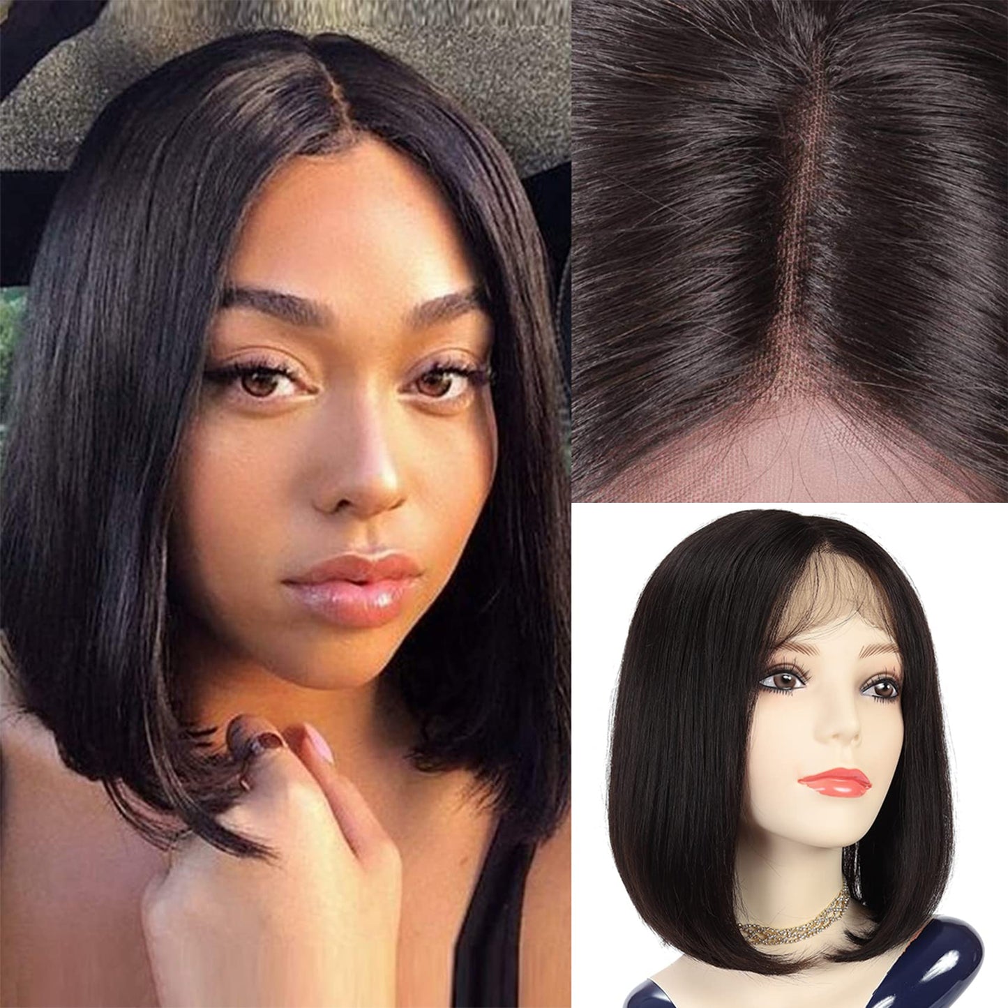 12" Blissource Short Bob Wigs Human Hair 13x4x1 Lace Front Wig