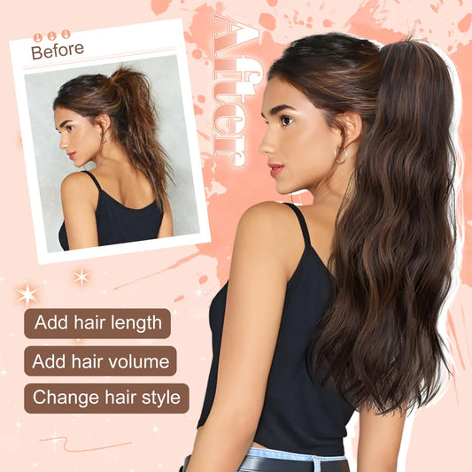 26" Rich Choices Ponytail Extension Clip in Ponytail Hair Extensions Straight Hair Extension Clip in Bundles Hair 26” Fake Pony - Black