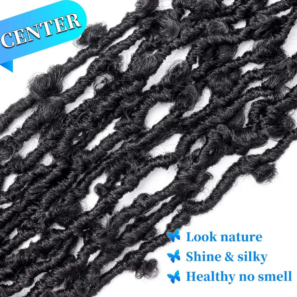 36 Inch Butterfly Locs Crochet Hair 3 Packs Long Faux Locs Crochet Braids Pre looped Distressed Butterfly Soft Locs Crochet Dreadlocks Synthetic Hair Extensions