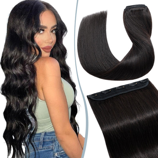8in Elailite One Piece Hair Extension Real Human Hair Clip in
