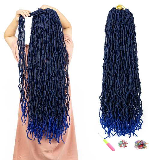 36 Inch Faux Locs Crochet Hair ShowJarlly 7 Packs Soft locs Goddess Curly Wavy Pre-lopped Goddess Locs Dreadlocs Synthetic Hair Extend Soft Locs Braiding Hair