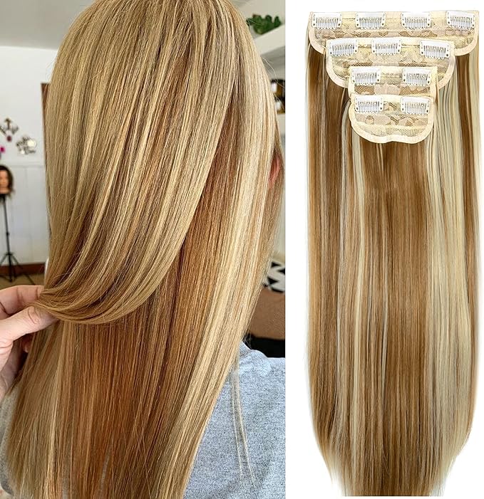 24" Long Straight Clip in Hair Extensions 4 PCS 11Clips - Various colours