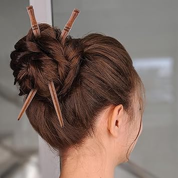 8Pcs Wooden Hair Sticks Hair Chopsticks, Bamboo Shape Hair Holder Hair Chopsticks for Women, Wood Hairpin Hair Stick Pin Hair Sticks for Buns Long Hair, Hair Sticks for Women Hair Accessories(2Colours)