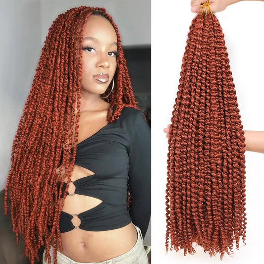 30", 7 Packs Passion Twist Crochet Braids Hair for Butterfly Locs Copper Red Long Water Wave Crochet Hair Passion Twists Braiding Hair Extensions