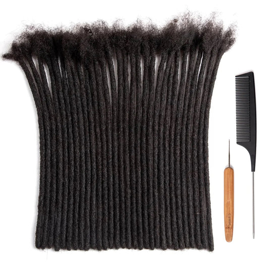 Originea Human Hair Dreadlock Extensions 100% Real Human Hair 10 Inch 30 Strands 0.8cm Handmade Crochet Braiding Hair For Women Natural Black Color