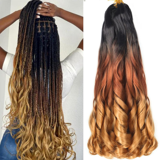Alaleibaby 26 inch French Curly Braiding Hair 8 Pack Loose Wavy Spiral Curl Braids Crochet Hair Deep Wave Synthetic Extensions Pre Stretched Bouncy Braiding Hair