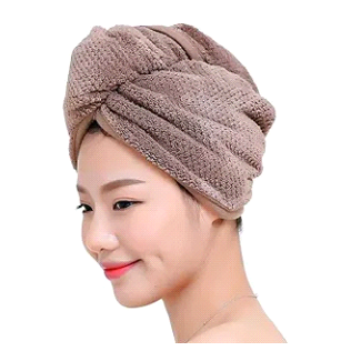 Coffee/cream Ultra Absorbent Hair Turban Towel Quick Dry Anti Frizzy Microfiber Luxury Design for Women (Coffee