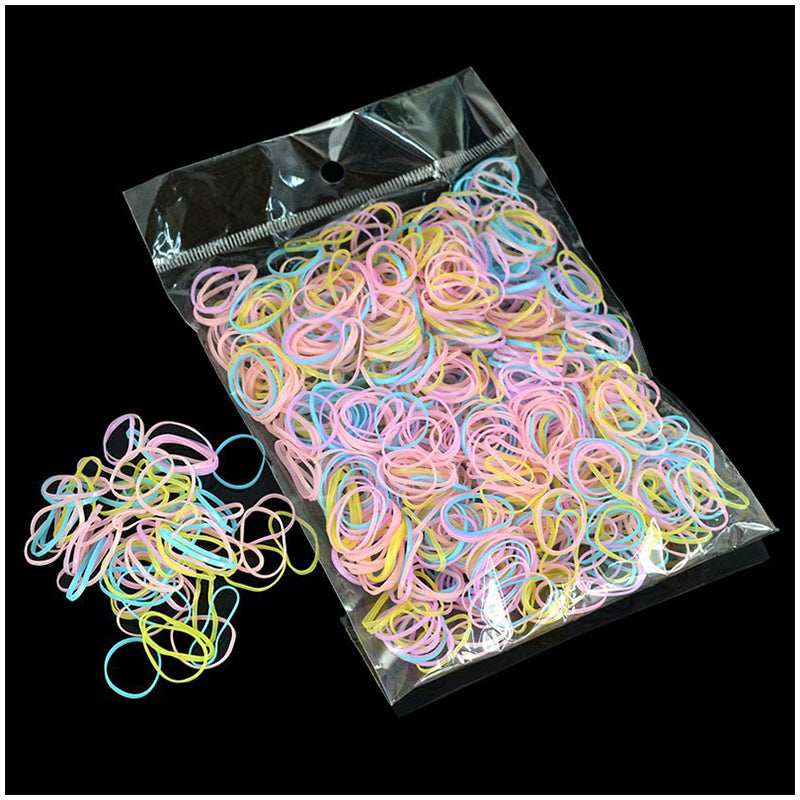 1000Pcs/Bag Disposable Elastics Hair Bands Girls TPU Rubber Ponytail Holder Band - Colour 4