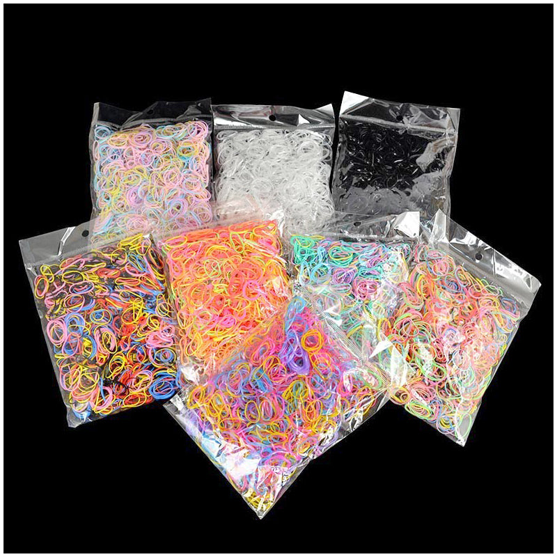 1000Pcs/Bag Disposable Elastics Hair Bands Girls TPU Rubber Ponytail Holder Band - Colour 4