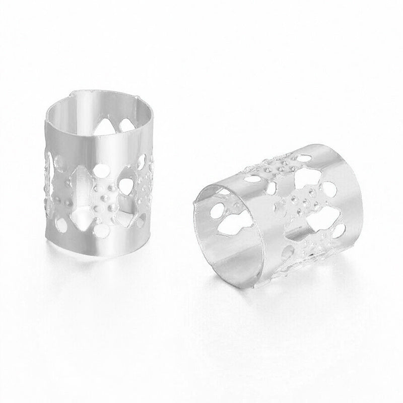 100pcs Hair Braid Cuff Hair Extension Ring Wig Decorative Tool Hair Bead Dreadlocks Hair Rings Braiding Hole Micro Ring - Silver