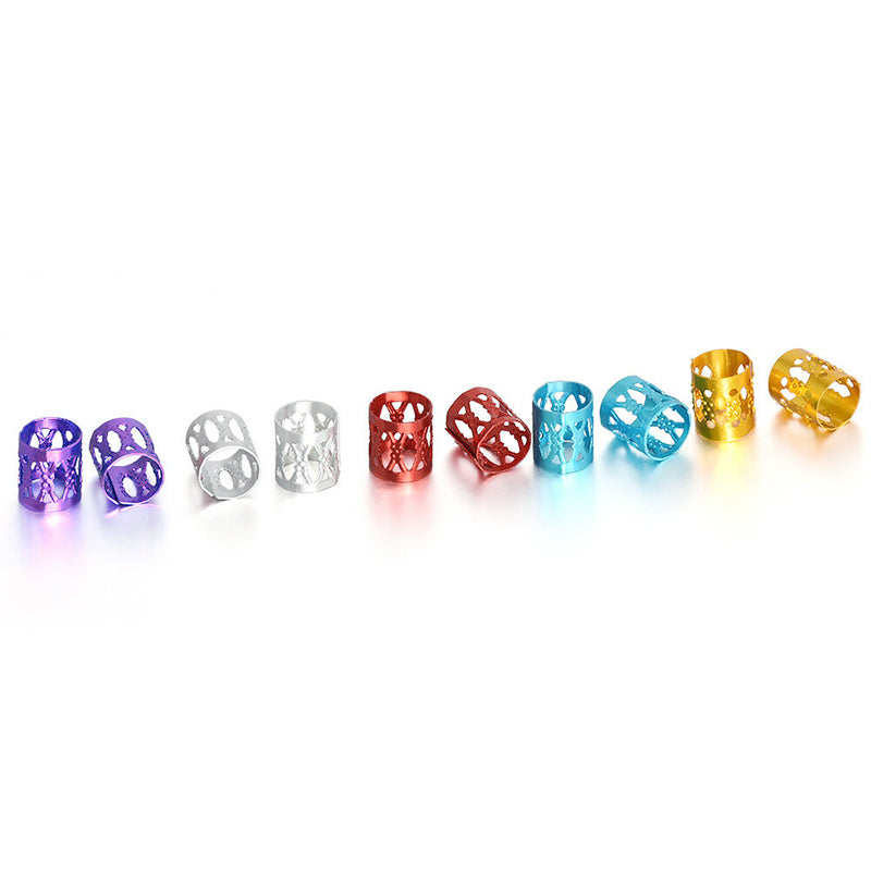 100pcs Hair Braid Cuff Hair Extension Ring Wig Decorative Tool Hair Bead Dreadlocks Hair Rings Braiding Hole Micro Ring - Silver