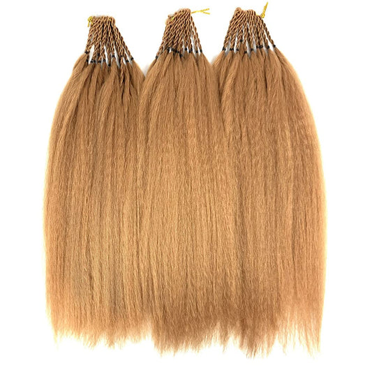 Allyreetress Synthetic Kinky Straight Crochet Braid Hair with Adjustable Pre-looped Yaki straight Crochet Braiding Hair Extension  6 Packs 20 Inches 96 Roots (27#)
