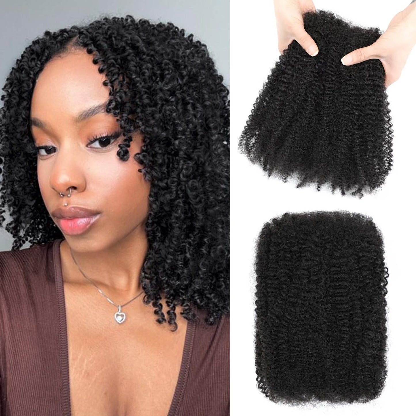 Humistwbiu Afro Kinkys Bulk Human Hair for Dreadlocks Extensions 30g/Pack Repair Locs/Twists/Braids 4C Afro Kinky Curly Human Hair, Medium Brown 14 Inch #4 and 16 inch #1B