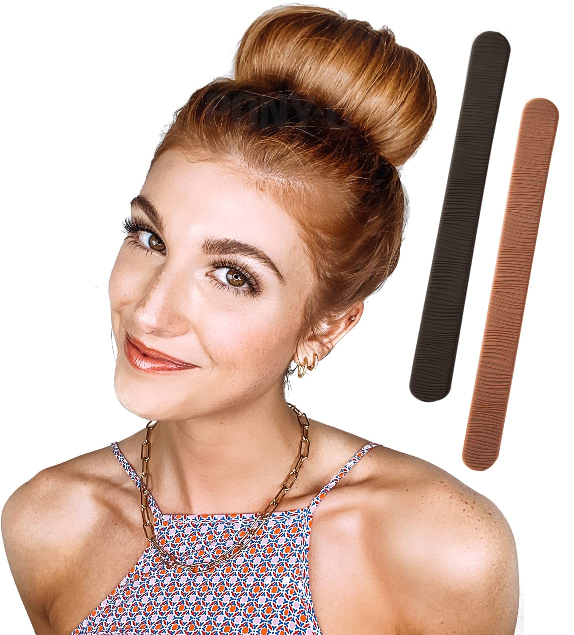 PONY-O Ponytail Holder BUN BARZ – 2 Pack Original Patented No Damage Donut Hair Bun Maker – Hair Bun Alternative Pony Tail Accessory for Easy Hair Styling, Ballet Buns – Black and Brown