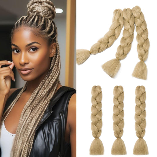 Gairyan Braiding Hair Extensions for Braiding 6 Packs 600g 24" Ombre Jumbo Braiding Hair Coloured Synthetic Hair for Women Soft Box Braids Crochet Twists (Dark Gray)