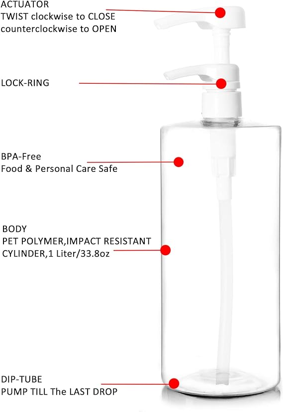 Youngever 3 Pack 700ML Plastic Pump Bottles, Refillable Square Plastic Pump Bottles for Dispensing Lotions, Shampoos and More Clear